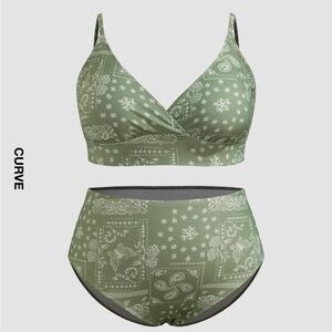 Green Bandana Print Bikini Set